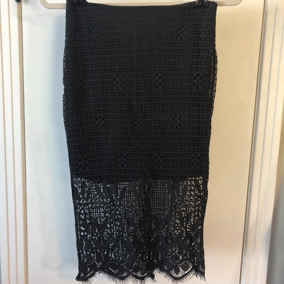 Lace Pencil Skirt - Black - Small - Picture 2 of 3